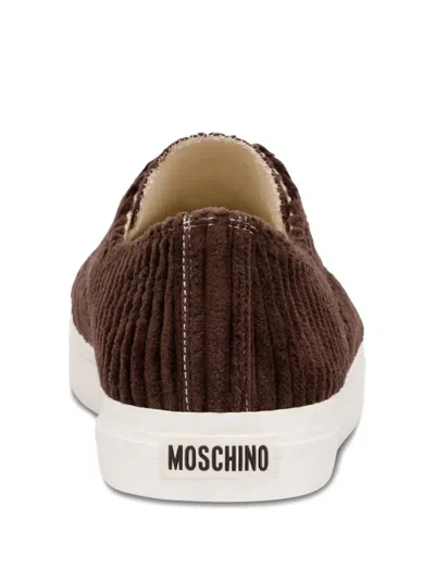 Moschino Corduroy Lace-up Sneakers In Brown