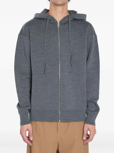 Loewe Anagram Zip Hoodie Featuring Drawstring Hood In Blue