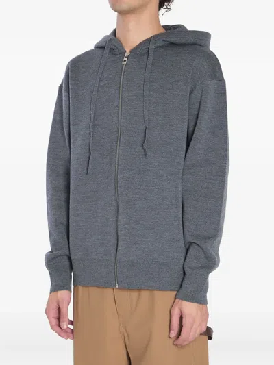 Loewe Anagram Zip Hoodie Featuring Drawstring Hood In Blue
