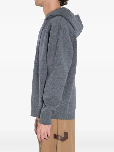Loewe Anagram Zip Hoodie Featuring Drawstring Hood In Blue