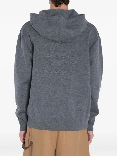 Loewe Anagram Zip Hoodie Featuring Drawstring Hood In Blue