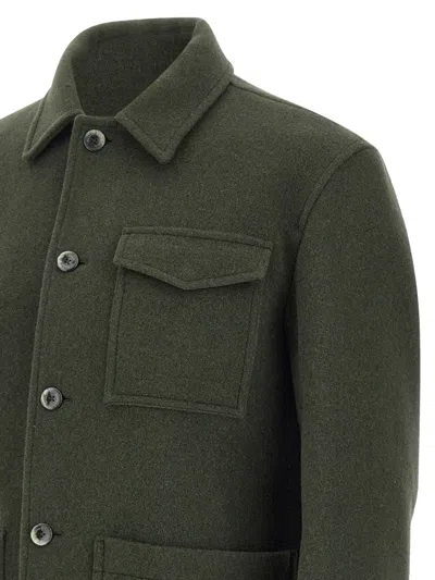 Herno Patch-pocket Button-fastening Shirt Jacket In Green