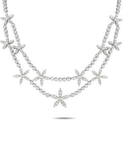 Pre-owned Asprey London 18k White Gold Daisy Diamond Necklace In Silver