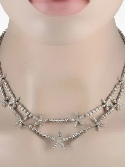Pre-owned Asprey London 18k White Gold Daisy Diamond Necklace In Silver