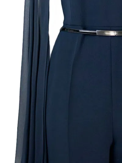 Max Mara Cape-sleeve Jumpsuit In Blue