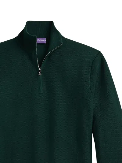 Ralph Lauren Double Piqué Half-zip Sweater In Black
