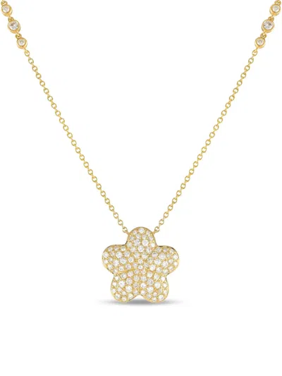 Pre-owned Lb Exclusive 18kt Yellow Gold Flower Diamond Necklace