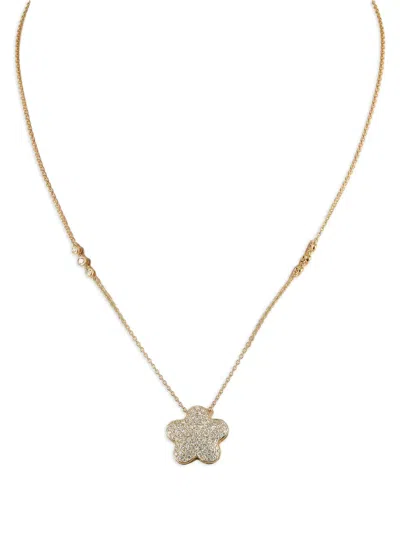 Pre-owned Lb Exclusive 18kt Yellow Gold Flower Diamond Necklace