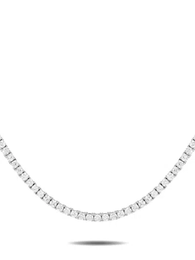 Pre-owned Lb Exclusive 14kt White Gold Tennis Diamond Necklace In Silver