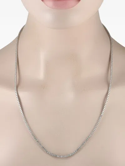 Pre-owned Lb Exclusive 14kt White Gold Tennis Diamond Necklace In Silver