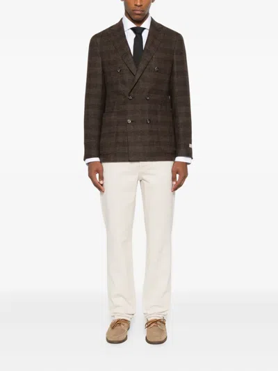 Brunello Cucinelli Cotton Trousers With Belt Loops And Rolled Cuffs In White