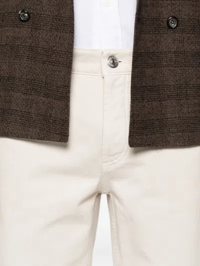 Brunello Cucinelli Cotton Trousers With Belt Loops And Rolled Cuffs In White