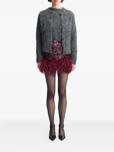 16arlington Giaci Feather-trim Mini Skirt In Red