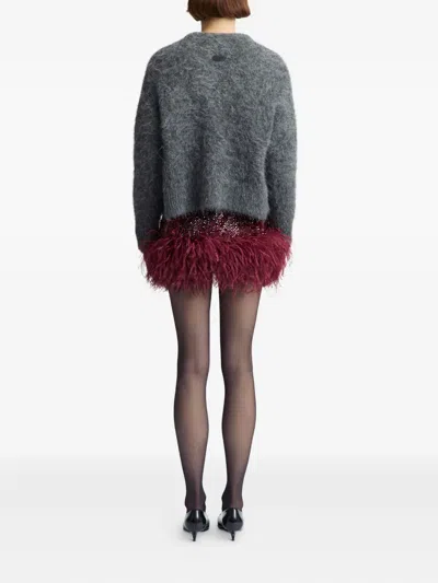 16arlington Giaci Feather-trim Mini Skirt In Red