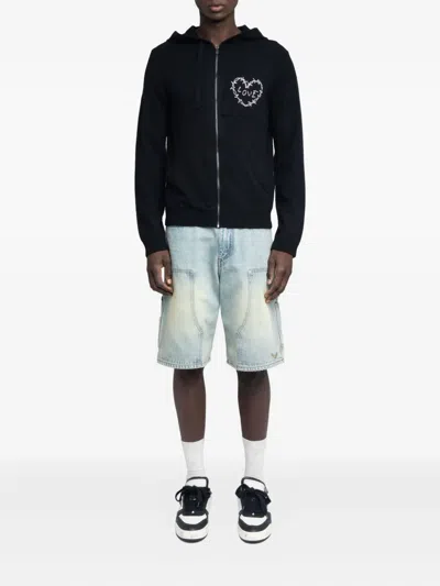 Zadig & Voltaire Clash Heart Zipper Hoodie In Black