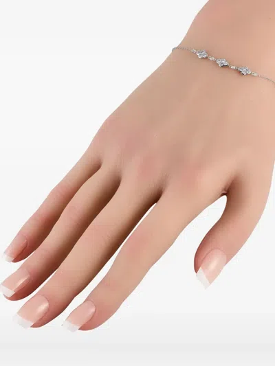 Pre-owned Lb Exclusive 14k White Gold Quatrefoil Diamond Bracelet