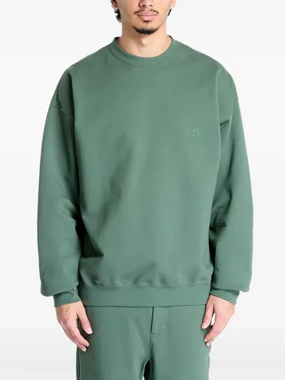 Y-3 Logo-embroidered Crew Neck Sweatshirt In Green