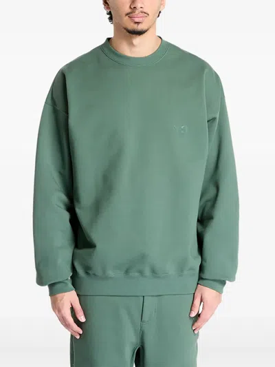Y-3 Logo-embroidered Crew Neck Sweatshirt In Green