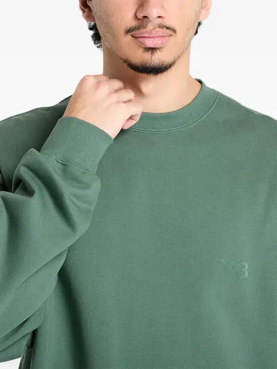 Y-3 Logo-embroidered Crew Neck Sweatshirt In Green