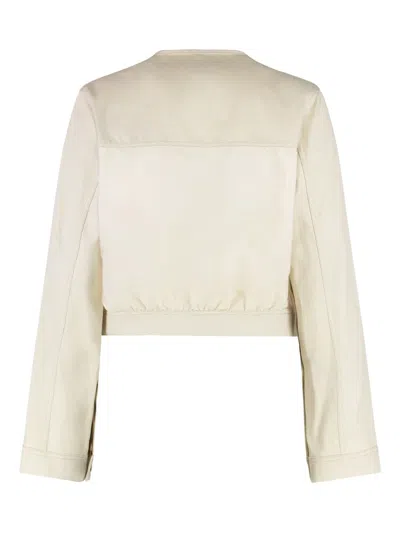 Moncler Veste En Coton Et Lin Chatel In White
