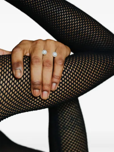 Saskia Diez Pearl Sling Ring In Metallic