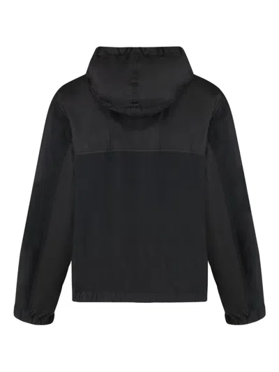 Stone Island Hooded Panelled Windbreaker In Black