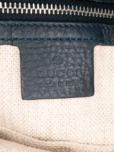 Pre-owned Gucci 2016-2025 Large Gg Canvas Icon Bit Zip Tote Bag In Blue