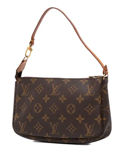 Pre-owned Louis Vuitton 1998 Monogram Pochette Accessoires Shoulder Bag In Brown