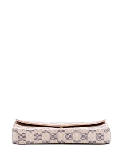 Pre-owned Louis Vuitton 2021-2025 Damier Azur Pochette Felicie Crossbody Bag In White