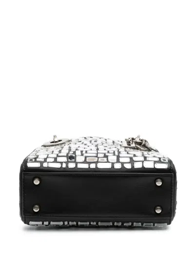 Pre-owned Dior 2018 Mini Smooth Calfskin Embroidered Mosaic Of Mirrors Lady  Satchel