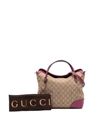 Pre-owned Gucci 2016-2025 Medium Gg Canvas Bree Satchel