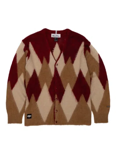 Manastash Diamond-pattern Cardigan In Brown