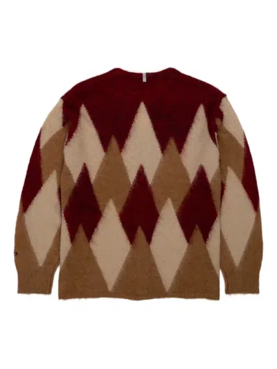 Manastash Diamond-pattern Cardigan In Brown