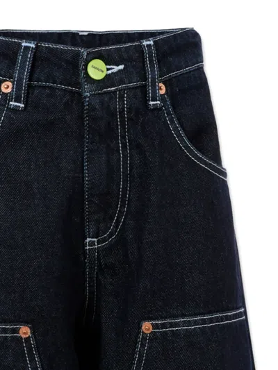Barrow Contrast-stitch Wide-leg Jeans In Black