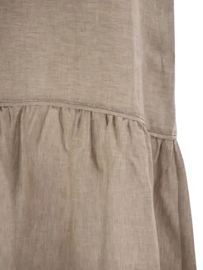 Peserico Ruffled Sleeveless Midi Dress In Brown