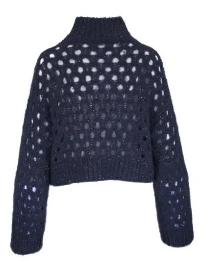 Brunello Cucinelli High-neck Open-knit Sweater