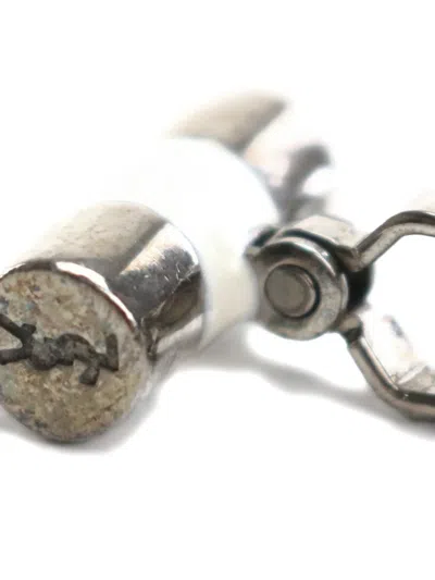 Saint Laurent Enamelled Cylindrical Cufflinks In Metallic