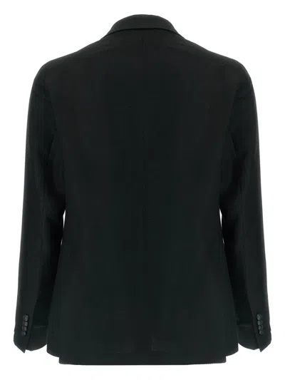 Tagliatore Square Pattern Blazer With Multiple Pockets In Black