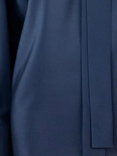 Max Mara V Neck Tie Detail Long Sleeves In Blue