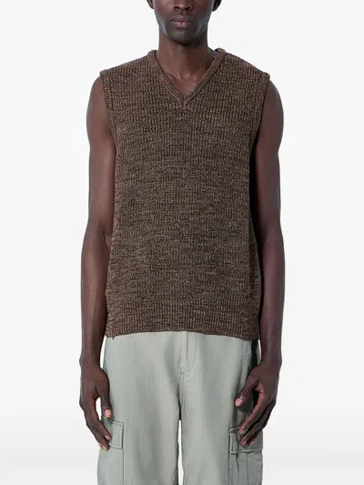 Noah Ny V-neck Knitted Vest In Brown