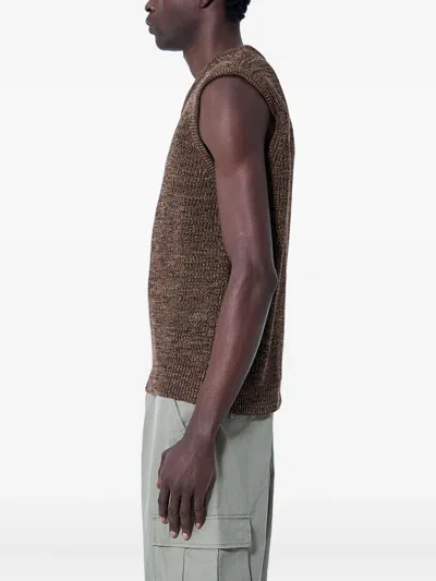 Noah Ny V-neck Knitted Vest In Brown