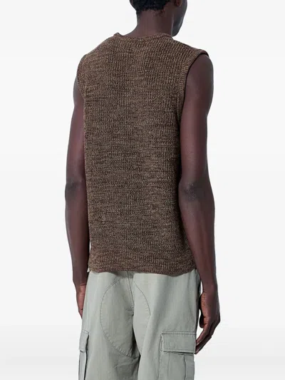 Noah Ny V-neck Knitted Vest In Brown