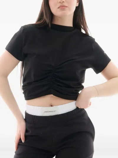 Hinnominate Gathered-detail T-shirt In Black