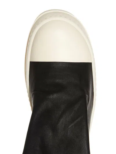 Rick Owens Black Knee-high Sneakers With Platform In Leather In Black
