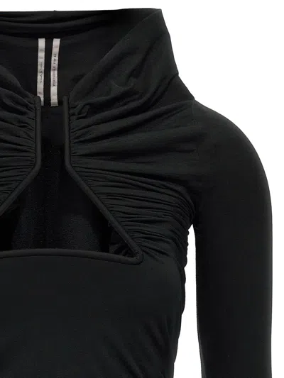 Rick Owens Black Geometric Cut-out Top In Black