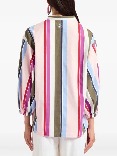 La Doublej Jackie Striped Balloon-sleeve Blouse In Multi
