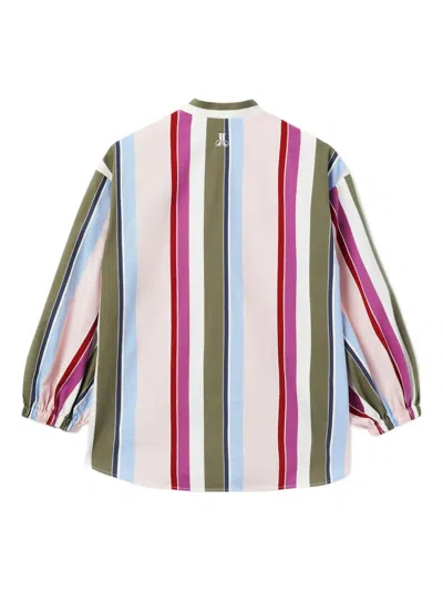 La Doublej Jackie Striped Balloon-sleeve Blouse In Multi