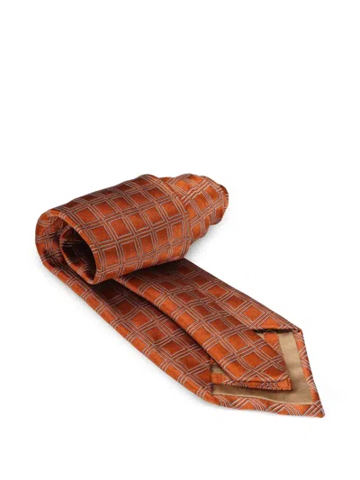 Zilli Check-pattern Silk Tie In Neutral