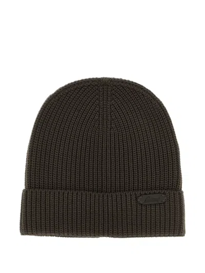 Brioni Ribbed Wool Beanie Cuff Folded In Black