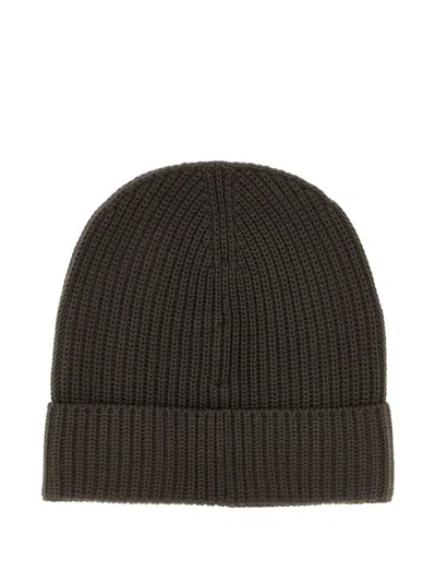 Brioni Ribbed Wool Beanie Cuff Folded In Black